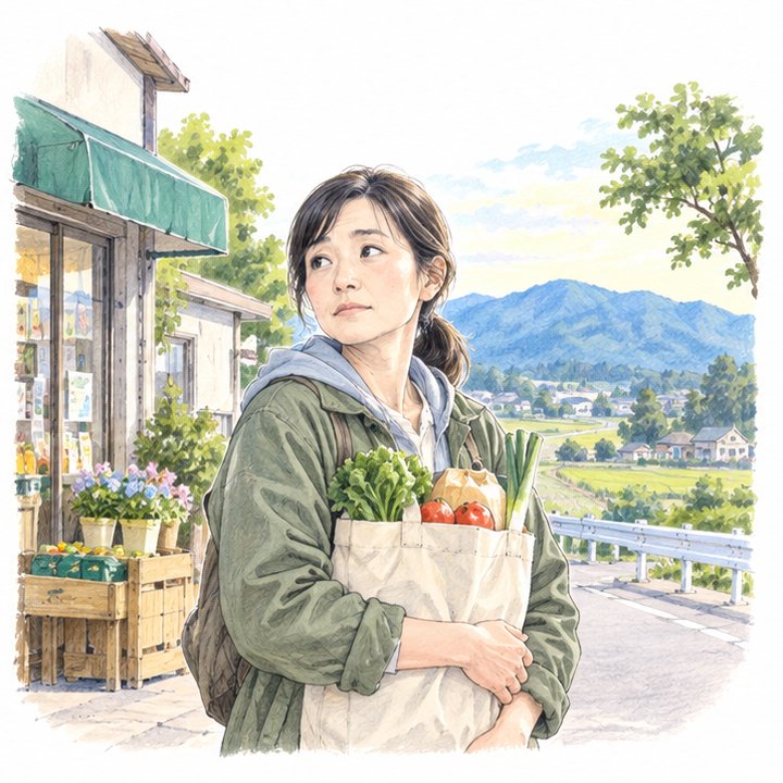 買い物の途中でハウスの様子が気になっている生産者